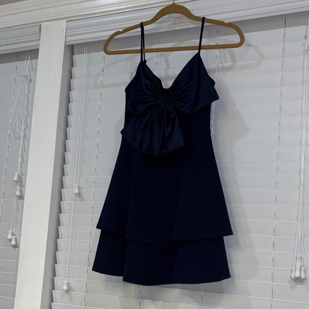 B Darlin Midnight Blue Layered Mini Dress